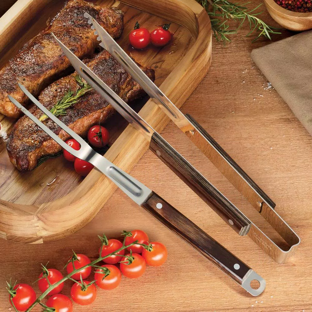 Tramontina Churrasco Stainless Steel Grill Tongs and Fork 2-Piece Set