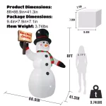JOYDECOR 8 ft. Pre-Lit LED Snowman Christmas Inflatable with Board for Outdoor Holiday Decor thumbnail 2