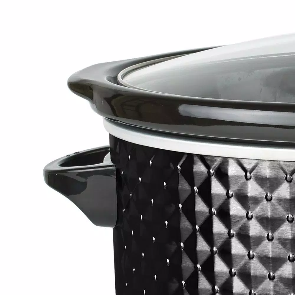 Brentwood Appliances 7 Qt. Black Slow Cooker with Removable Ceramic Pot and Tempered Glass Lid