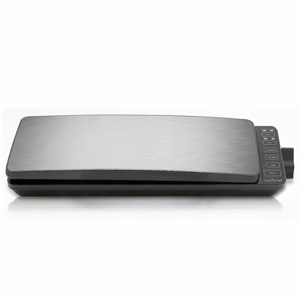 NutriChef Stainless Steel Electric Vacuum Sealer with Reusable Bags and Roll