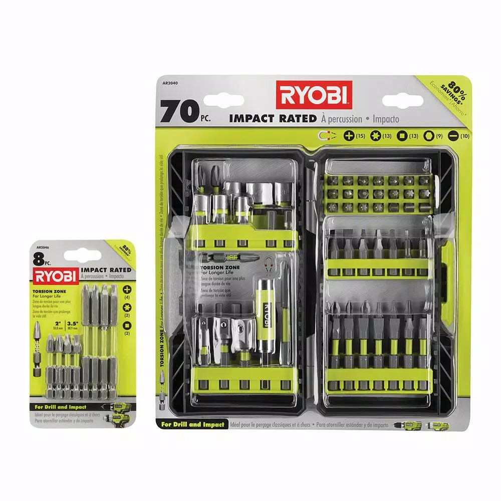 RYOBI 78-Piece Impact Rated Driving Bit Set with Modular Case and Bonus 8-Piece Bit Set