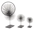 LITTON LANE Set of 3 Metal Starburst Sculptures with Stand - Silver and Black Iron Wire Decor thumbnail 4
