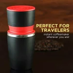 Ovente 2-in-1 Single Serve Coffee Grinder and French Press Maker with Insulated Cup, Red thumbnail 7