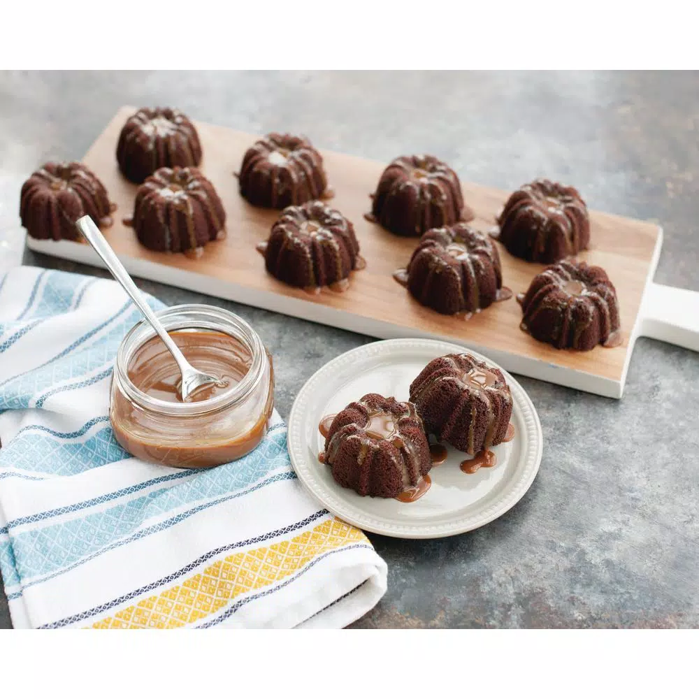 Nordic Ware Pro Cast Nonstick Fluted Bundt Brownie and Cupcake Pan, Aluminum