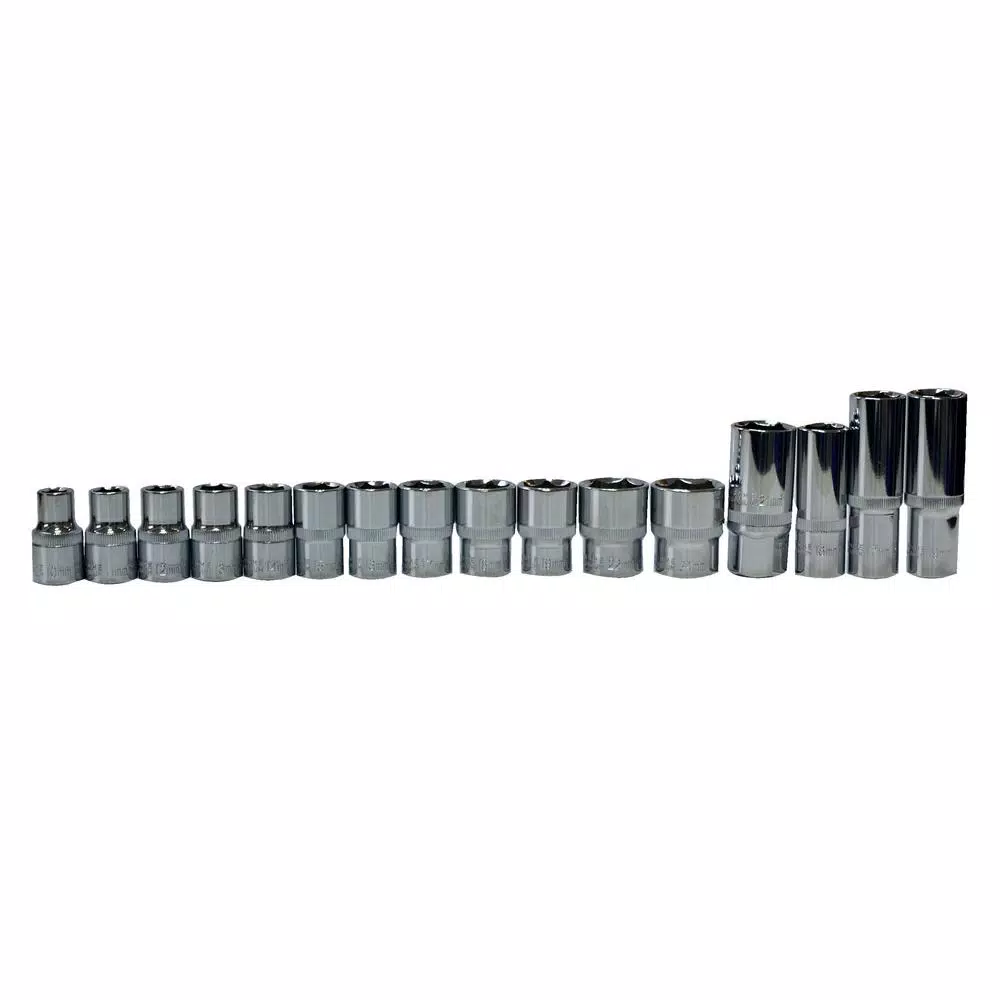 Best Value 21-Piece 1/2 in. Metric Socket Set with Ratchet, Extension Bar, and Blow Mold Case