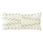 3R Studios White and Green Striped Handwoven Lumbar Throw Pillow, 36 in. x 16 in. thumbnail 1