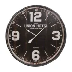LITTON LANE 35 in. Vintage Round Wall Clock - Distressed Black Metal Industrial Design thumbnail 1