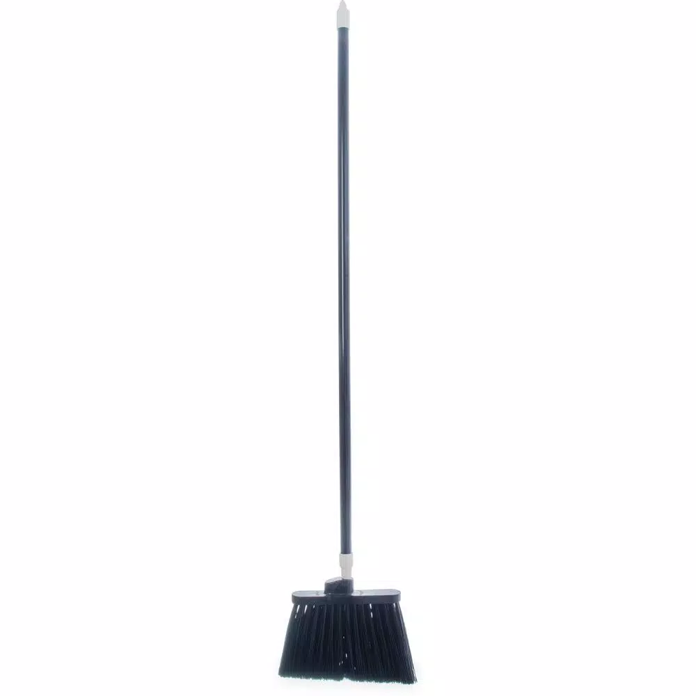 Carlisle Duo-Sweep 12 in. Angle Broom with 48 in. Fiberglass Handle, Black