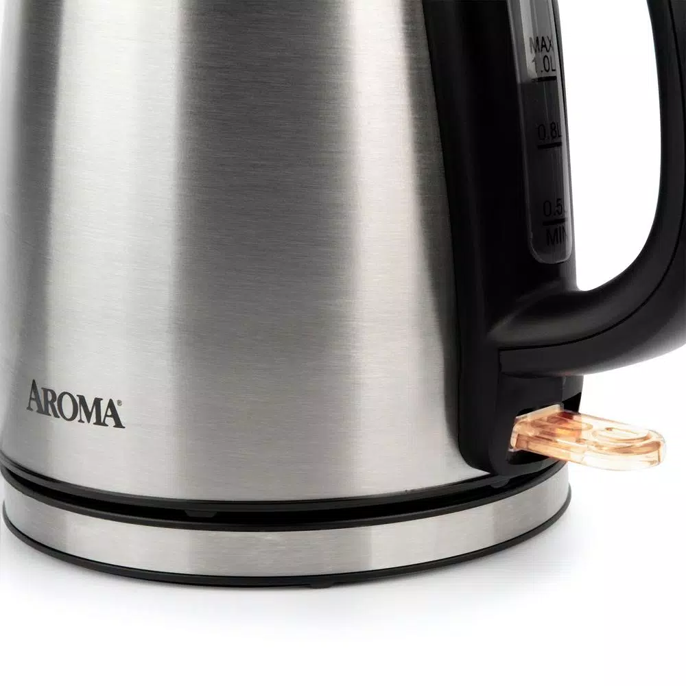 Aroma 4.5-Cup Stainless Steel Electric Kettle, 1000W, Automatic Shut-Off