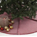 VHC Brands 48 in. Tannen Deep Red and Nickel Grey Jacquard Christmas Tree Skirt thumbnail 4