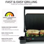 Ovente 1000W Copper Electric Panini Press Grill, 2-Slice Sandwich Maker with Drip Tray thumbnail 3