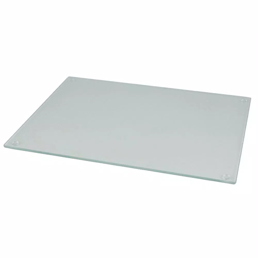 Home Basics Frosted Tempered Glass Cutting Board - Modern Rectangular Serving Platter