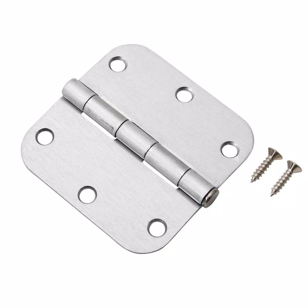 Hardware Essentials 3-1/2 in. Satin Chrome Residential Door Hinge, 5/8 in. Radius, Full Mortise (9-Pack)