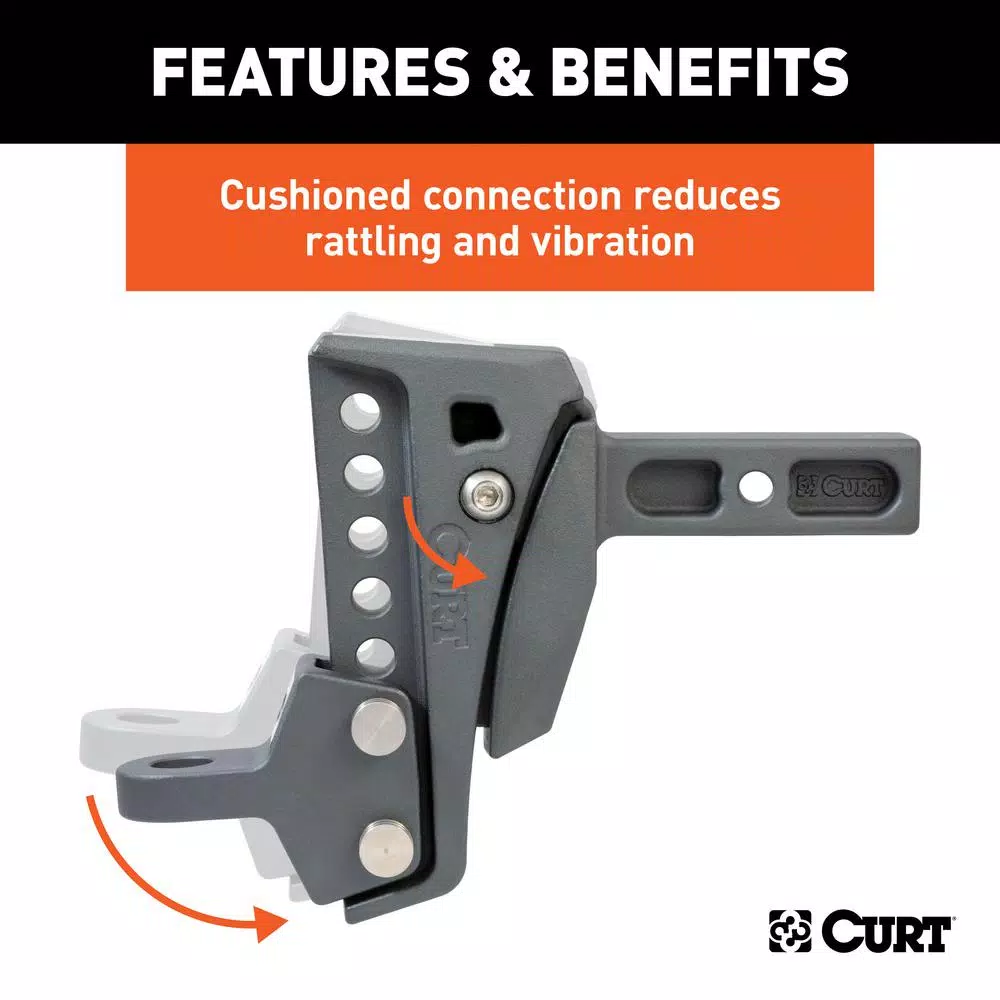 CURT Rebellion XD Adjustable Cushion Hitch Ball Mount with ShockDrop Technology