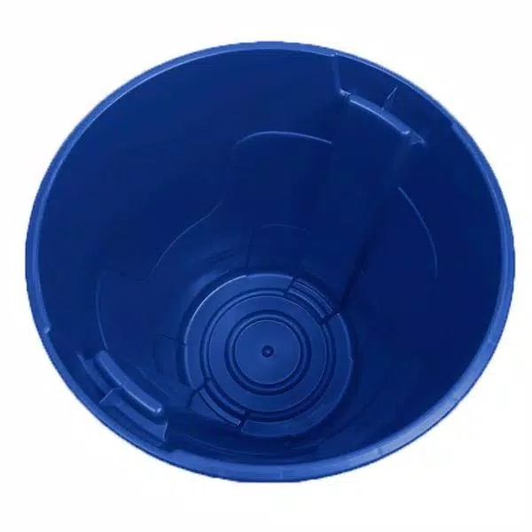 HDX Otto 32 Gal. Blue Round Plastic Recycling Bin with Lid and Recycling Logo