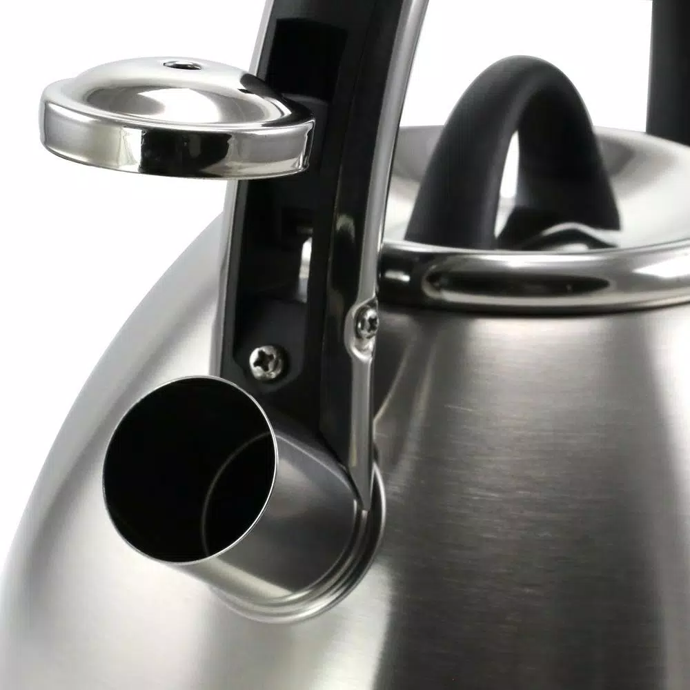 Mr. Coffee 2 Qt. Stainless Steel Whistling Tea Kettle with Cool-Touch Nylon Handle