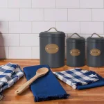 MegaChef 5-Piece Metal Kitchen Canister Set with Lids, Gray thumbnail 1