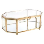 Home Details Vintage Gold Octagonal Glass Keepsake Box with Mirrored Bottom thumbnail 3