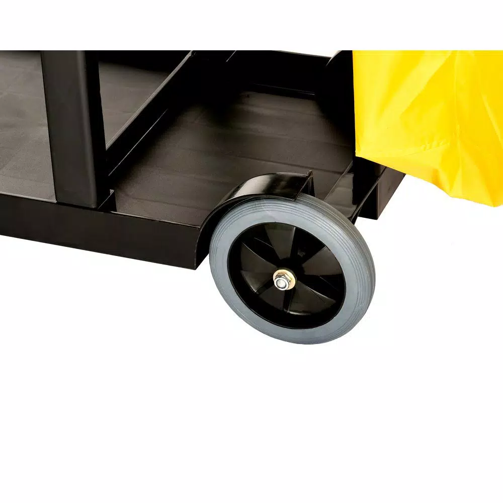 Alpine Industries 3-Shelf Janitorial Cleaning Cart with 18.5 Gal Vinyl Bag