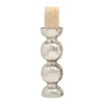 LITTON LANE 18 in. x 6 in. Classic Iron Candle Holder with Spherical Orb Accent, Polished Silver Finish thumbnail 2