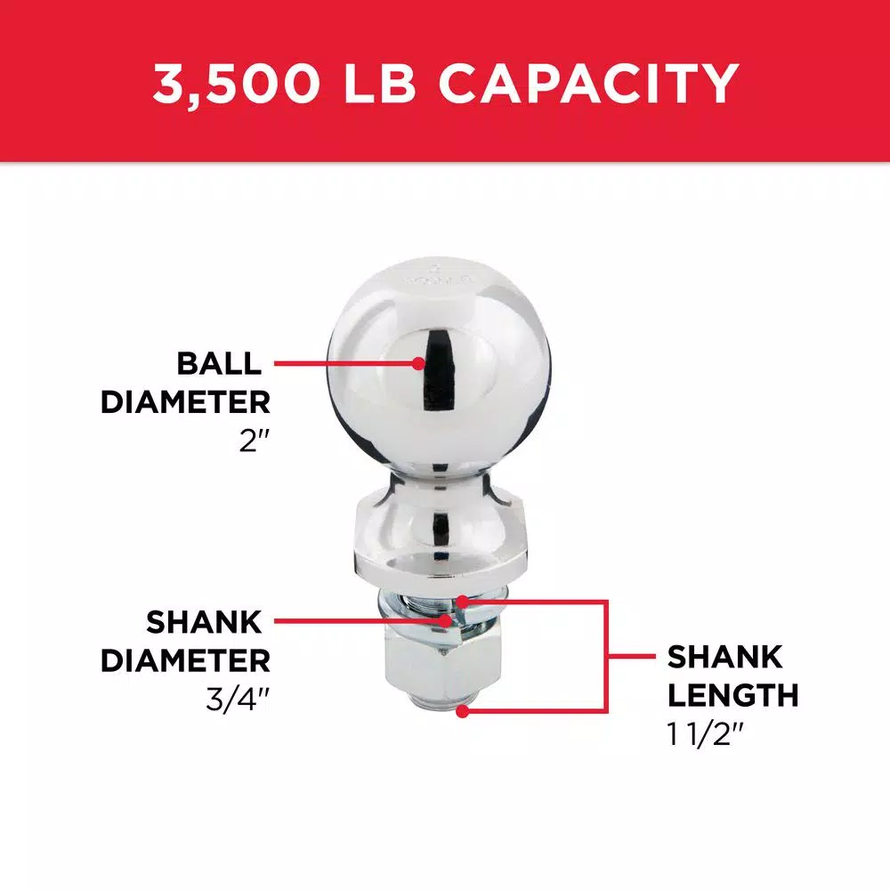 TowSmart 2 in. Chrome Hitch Ball with Wrench Flats