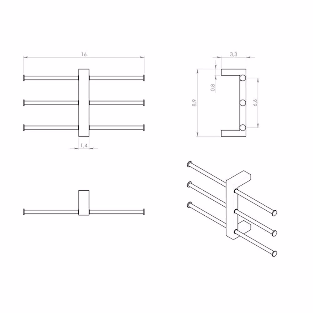 Nameeks Gedy Bridge Wall Mounted Polished Chrome Towel Rack with 3 Adjustable Sliding Bars