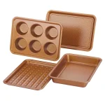 Ayesha Curry 4-Piece Toaster Oven Bakeware Set, Copper Nonstick Steel thumbnail 1