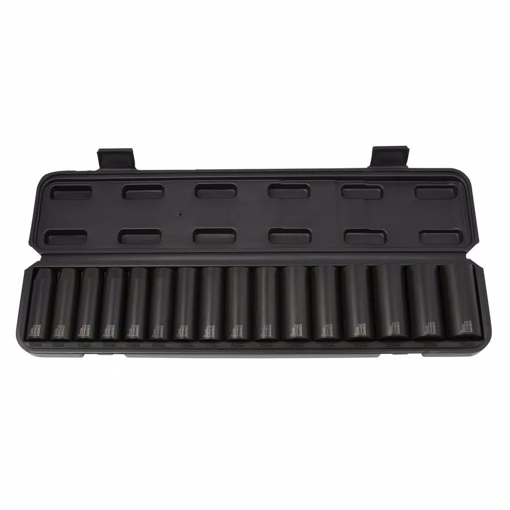 Steelman 16-Piece 1/2 in. Drive Metric 6-Point Deep Impact Socket Set