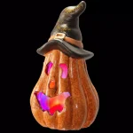National Tree Company 8 in. Lighted Jack-O-Lantern Halloween Decoration with Witch Hat and Color-Changing LED Lights thumbnail 1