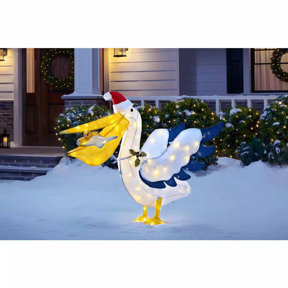 Home Accents Holiday 32-in. LED Pelican Yard Decoration with 105 Warm White Lights
