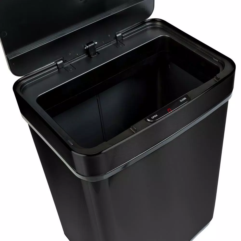 Honey-Can-Do 13 Gal. Stainless Steel Touchless Sensor Trash Can with Digital Timer, Brushed Black