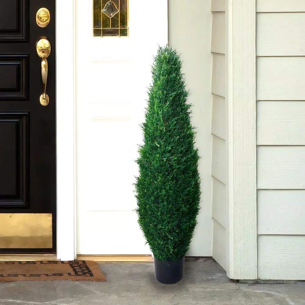Pure Garden 41 in. Faux Potted Artificial Cyprus Tree, UV Resistant