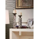 Unbranded Sierra Mirrored Abstract Candle Holder Set, 12 in. & 14 in., Bronze Gold Finish thumbnail 1