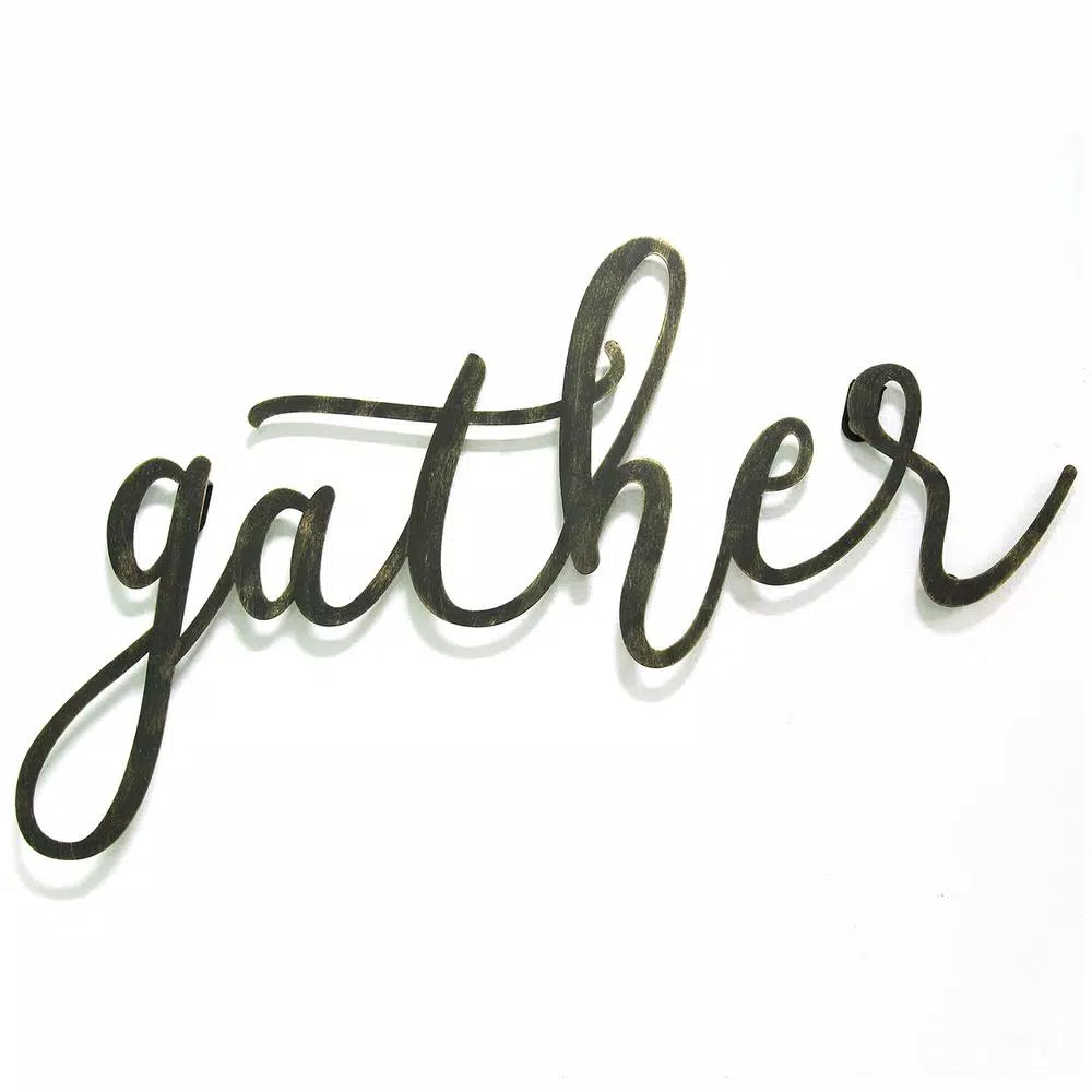 Stratton Home Decor Black Gather Script Metal Wall Decor