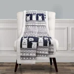 Lush Decor Llama Stripe Navy Sherpa Throw Blanket for Kids thumbnail 1