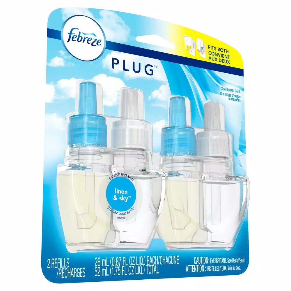 Febreze Plug-In Air Freshener Refill, Linen and Sky Dual Scented Oil, 2-Pack
