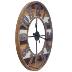 Pinnacle 33 in. Rustic Reclaimed Wood and Metal Round Wall Clock - Farmhouse Style thumbnail 4