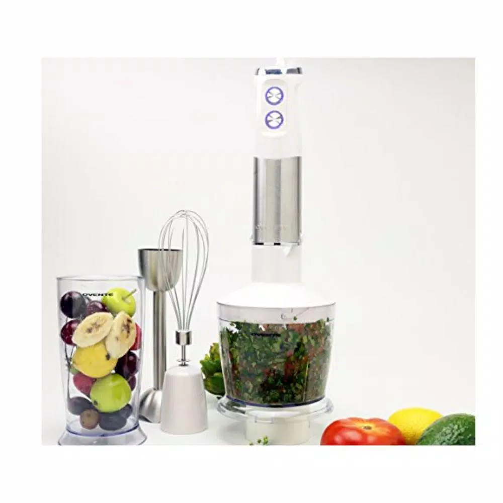 Ovente HS685 500W Immersion Hand Blender Set, 6-Speed Stainless Steel Stick Blender with Chopper, Whisk & Beaker
