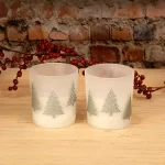 LUMABASE Christmas Trees Silver LED Battery Operated Glass Candles, Set of 2 thumbnail 2