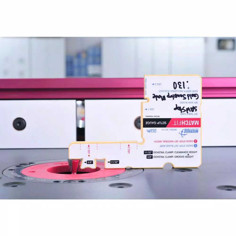 Microjig MATCHFIT Router or Table Saw Setup Gauge for Dado Stop Accessory