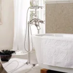 Vanity Art 40 in. Freestanding Single-Handle Claw Foot Tub Faucet with Hand Shower, Brushed Nickel thumbnail 3