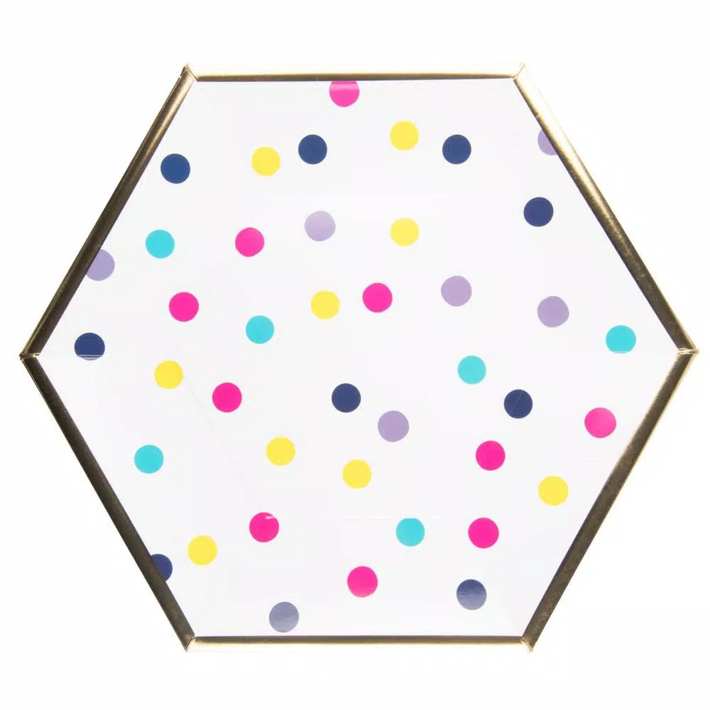 Sugar Plum Party SugarPlum Collection Confetti Hexagon Paper Dinner Plates, 16-Piece Set