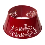 Glitzhome 26 in. Red Metal Merry Christmas Diecut Tree Collar with Light String thumbnail 4