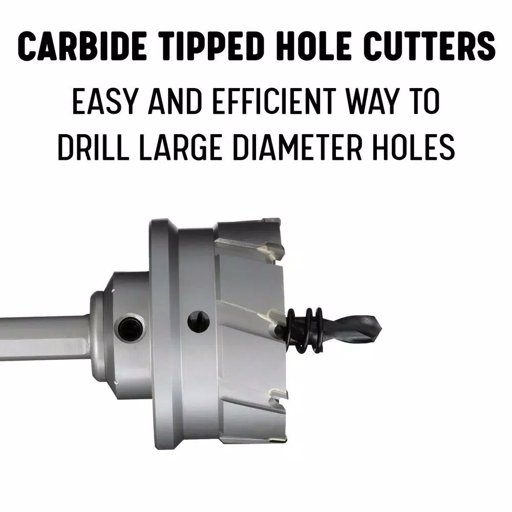 Drill America 8-Piece Carbide Tipped Hole Cutter Set, 1 in. Depth of Cut