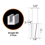 WEN 1/4 in. Straight 2-Flute Carbide Tipped Router Bit, 1/4 in. Shank thumbnail 2