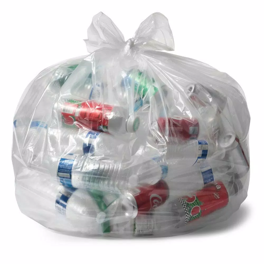 Ultrasac 45-Gallon Clear Heavy Duty Recycling Bags, 1.1 Mil Thick, 100-Count