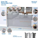 Perma Child Safety Extra Tall & Extra Wide Outdoor Retractable Gate, 41 in. H x 71 in. W, Gray thumbnail 3
