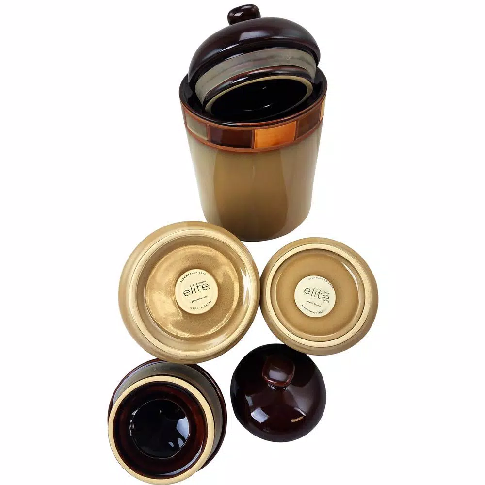 GIBSON elite Casa Estebana 3-Piece Stoneware Canister Set with Reactive Glaze