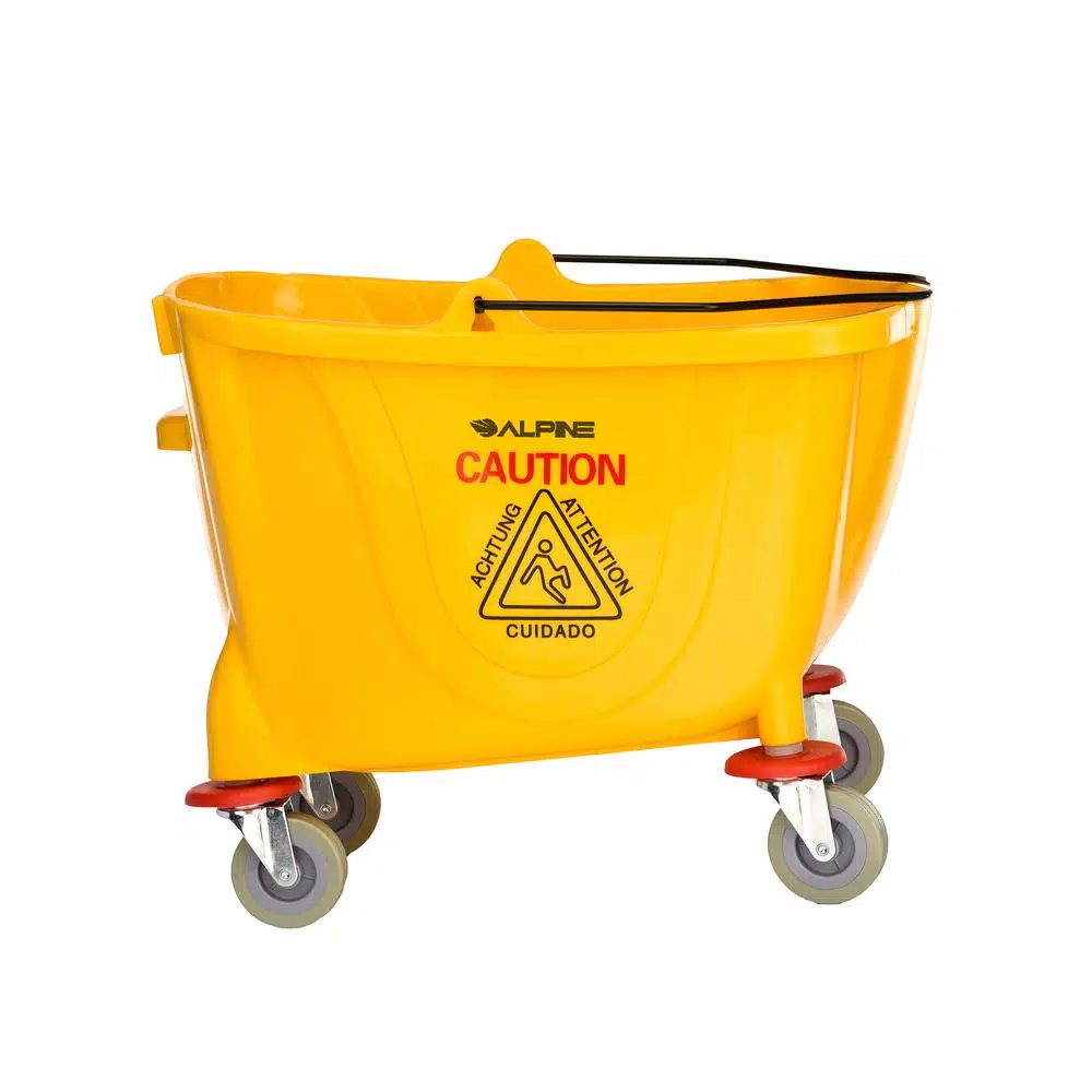 Alpine Industries 36 Qt. Yellow PVC Mop Bucket with Side Wringer