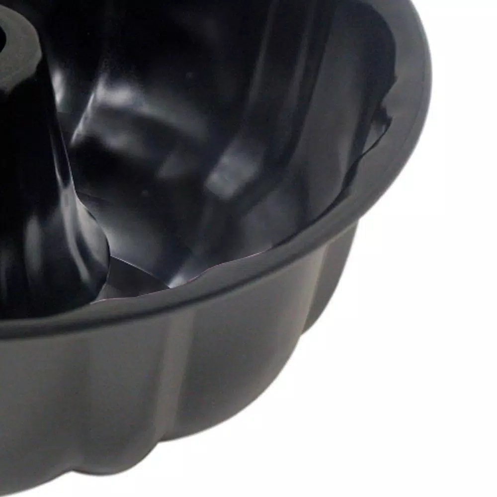 Home Basics Non-Stick Steel Fluted Bundt Cake Pan, Black